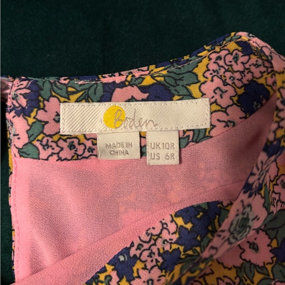 Boden Floral Plisse Long Sleeve Mini Dress, size 6 - Picture 4 of 6